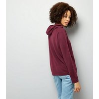 Noisy May Dark Red Knitted Hoodie New Look