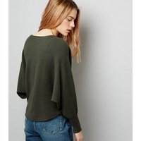 Apricot Olive Green Fine Ribbed Batwing Sleeve Jumper New Look