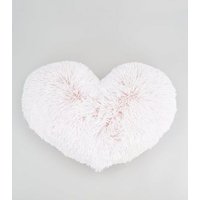 Pink Heart Fluffy Faux Fur Cushion New Look