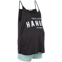 Maternity Pale Blue Hangry Slogan Print Cami And Shorts New Look