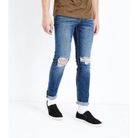 Blue Ripped Knee Skinny Jeans New Look