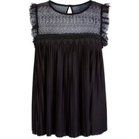 JDY Black Pleated Lace Panel Sleeveless Top New Look