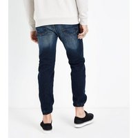 Navy Ripped Knee Joggers Jeans New Look