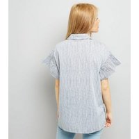 Noisy May White Stripe Frill Short Sleeve Shirt New Look