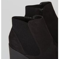 Black Suedette Chunky Chelsea Boots New Look