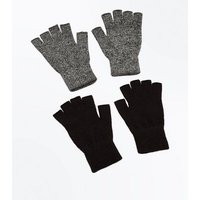 2 Pack Black Fingerless Gloves New Look