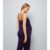 Maternity Purple Check Pyjama Cami New Look