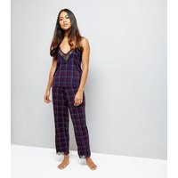 Petite Purple Check Pyjama Cami New Look