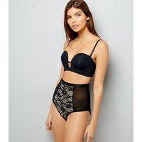 Black Lace High Waist Panel Shaping Briefs New Look