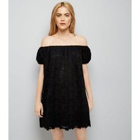 Black Lace Bardot Mini Dress New Look