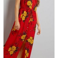 Cameo Rose Red Floral Print Maxi Dress New Look