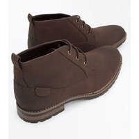 Dark Brown Lace Up Boots New Look