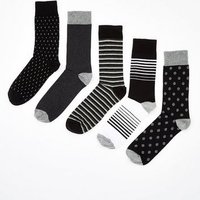 5 Pack Mixed Pattern Socks New Look