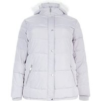 Curves Grey Hooded Puffer Jacket New Look