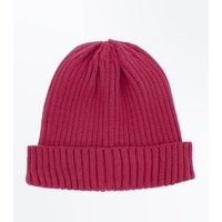 Bright Pink Ribbed Beanie New Look
