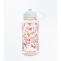 Pink Floral Print Water Bottle New Look