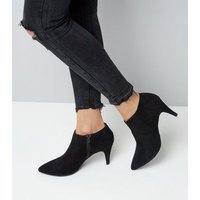 Black Suedette Cone Heel Shoe Boots New Look