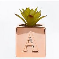 Rose Gold 'A' Initial Faux Plant New Look