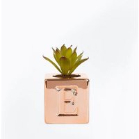 Rose Gold 'E' Initial Faux Plant New Look