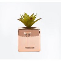 Rose Gold 'L' Initial Faux Plant New Look