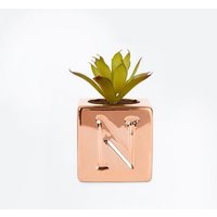 Rose Gold 'N' Initial Faux Plant New Look
