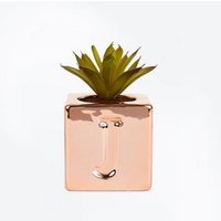 Rose Gold 'J' Initial Faux Plant New Look