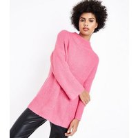 JDY Pink High Neck Ribbed Jumper New Look