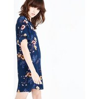 JDY Blue Floral Print Frill Sleeve Dress New Look
