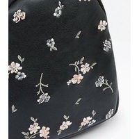 Black Floral Embroidered Mini Backpack New Look