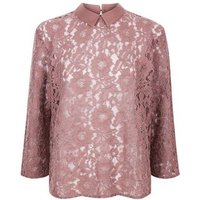 JDY Deep Pink Floral Lace Blouse New Look