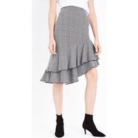 Innocence Black Check Asymmetrical Frill Hem Skirt New Look