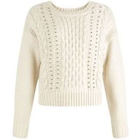 Teens Cream Cable Knit Studded Jumper New Look