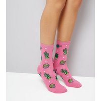 Pink Cactus Pattern Socks New Look