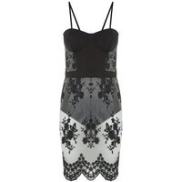 Parisian Black Floral Embroidered Bodycon Dress New Look