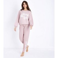 Mid Pink Sleep In Late Knit Pyjama Joggers New Look