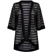 Mela Black Sheer Zig Zag Print Kimono New Look