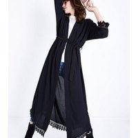 Mela Black Lace Trim Kimono New Look