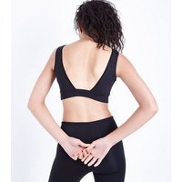 Black Lace Up Sports Crop Top New Look