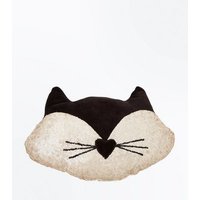 Black Sequin Fox Cushion New Look