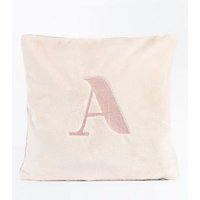 Pink Embroidered A Initial Cushion New Look
