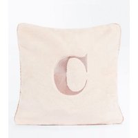 Pink Embroidered C Initial Cushion New Look