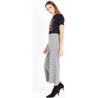 Black Check Wide Leg Cropped Trousers New Look