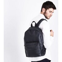 Black Double Zip Front Backpack New Look