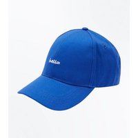 Blue Hello Embroidered Cap New Look