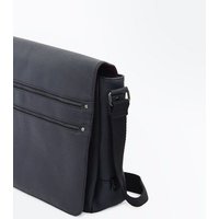 Black Double Zip Front Messenger Bag New Look