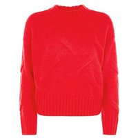 Red High Neck Cable Knit Jumper New Look