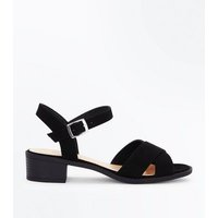 Teens Black Suedette Strappy Heeled Sandals New Look
