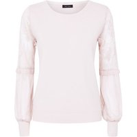 Shell Pink Lace Balloon Sleeve Jumper New Look
