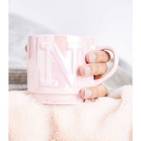 Pink Embossed 'N' Initial Mug New Look