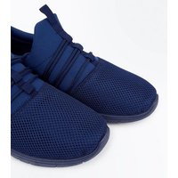 Navy Lace Up Runner Trainers New Look